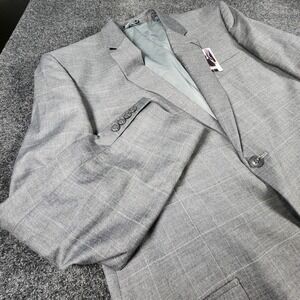Bert Pulitzer 50L Portly Gray  Windowpane Blazer Sport Coat Suit Jacket